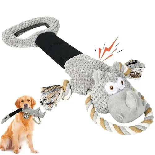 Produktbild: IOKHEIRA Interaktives Hundespielzeug, quietschendes Hundespielzeug, für interaktiven Spaß, mit Baumwollmaterial und Quietscher (Grau)