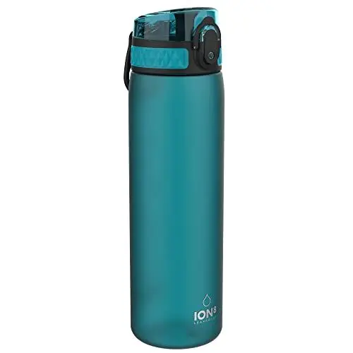 Produktbild: ion8 Trinkflasche, 500 ml, Auslaufsicher, Einhandöffnung, Sichere Verriegelung, Spülmaschinenfest, BPA-frei, Tragegriff, Klappdeckel, Leicht zu Reinigen, Klimaneutral, Blau