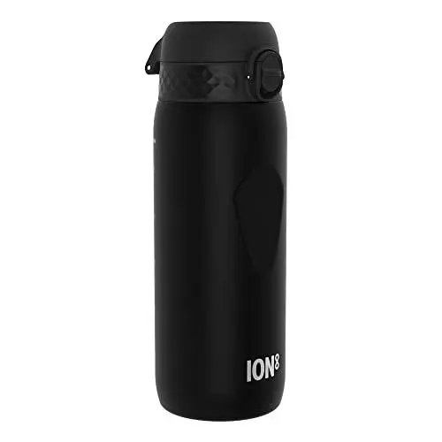 Produktbild: Ion8 Trinkflasche, 750ml, Auslaufsicher, Einhandöffnung, Sichere Verriegelung, Spülmaschinenfest, BPA-frei, Tragegriff, Klappdeckel, Handgeformter Griff, Leicht zu Reinigen, Klimaneutral, Schwarz