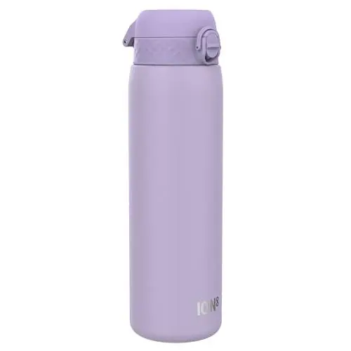 Produktbild: ION8 1 Liter Leicht Edelstahl Trinkflasche, Nicht IsoliertAuslaufsicher, Einhandöffnung, Sichere Verriegelung, Spülmaschinenfest, Klappdeckel, Tragegriff, Leicht zu Reinigen, Lila