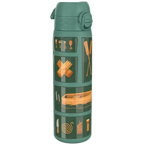 Produktbild: ION8 Vakuumisolierte Edelstahl-Trinkflasche, 500 ml, Auslaufsicher, Einhandöffnung, Sichere Verriegelung, Spülmaschinenfest, Tragegriff, Leicht zu Reinigen, Langlebig & Kratzfest, Angeln