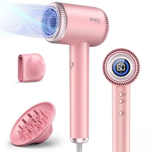 Produktbild: Ionen Haartrockner Föhn mit Magnetischen Diffusor,DEWILY Fön mit 110,000RPM bürstenlosem Motor, Trocknet Schnell Reisefön Hair Dryer, 300-Millionen Negativ Ionen Haarföhn