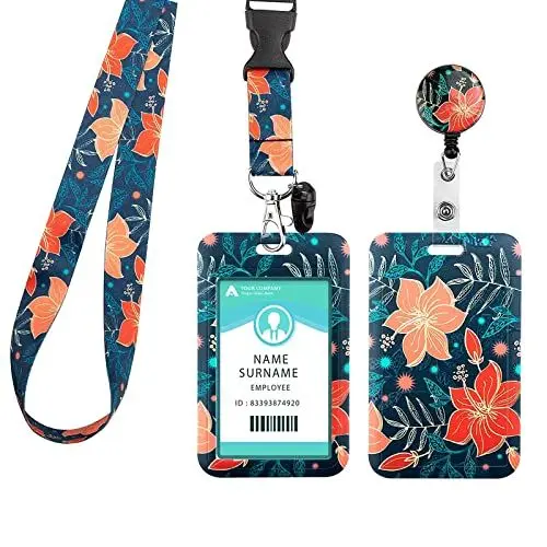 Produktbild: Ausweishülle mit Band, Schlüsselband Ausziehbar,Lanyard Mit Kartenhülle, Einziehbarer Schlüsselanhänger Set, ID Card Holder Abzeichen Buddy Kit für Frauen, Lehrer, Krankenschwester,Doktor,Student