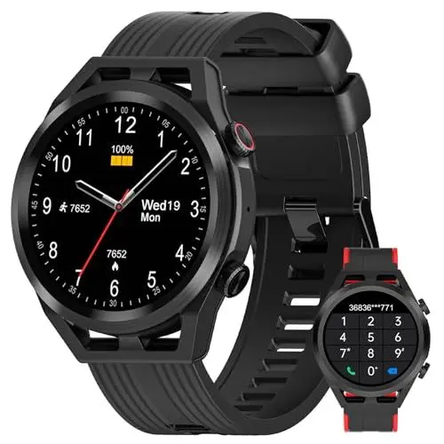 Produktbild: IOWODO R8Pro Smartwatch Herren Damen mit Telefonfunktion,1,39'' Touchscreen Fitnessuhr Uhr mit Wasserdichtigkeit,Herzfrequenzmesser,Schrittzähler,Blutsauerstoff,Schlaf für Android iOS （Schwarz）