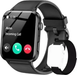 Produktbild: IOWODO Smartwatch Damen Herren 1,85 Zoll Uhren Fitnessuhr Sportuhr mit Schrittzähler Herzfrequenzmonitor Schlafmonitor Fitness Tracker IP68 Wasserdicht Bluetooth Anrufe Smart Watch für iOS Android