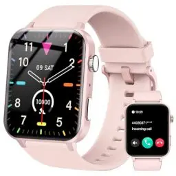 Produktbild: IOWODO Smartwatch Damen Herren 1,85 Zoll Uhren Fitnessuhr Sportuhr mit Schrittzähler Herzfrequenzmonitor Schlafmonitor Fitness Tracker Wasserdicht Rosa Bluetooth Anrufe Smart Watch für iOS Android