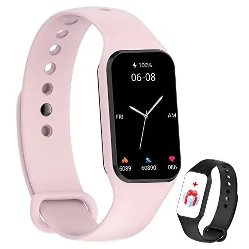 Produktbild: IOWODO Smartwatch Damen Herren Oximeter Herzfrequenz Schlaf Schrittzähler Smartwatch mit Nachrichtenbenachrichtigung, SpO2, Wasserdicht IP68 für Android IOS (Rosa), 10 x 5 x 2 cm