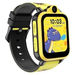Produktbild: IOWODO Smartwatch Kinder-2G SIM mit Spiele Anruf Funktion SOS Kamera Musik Schrittzähler Taschenlampe Wecker-Kids smart Watch telefonieren Geschenk für Jungen und Mädchen 3-12 Jahre (Schwarz)