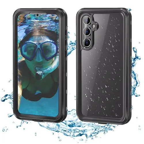 Produktbild: IP68CASE Samsung Galaxy A55 5G Hülle Wasserdicht Stoßfest Staubdicht Handyhülle A55 5G Integrierter Displayschutz Outdoor Panzerhülle 360 Grad Robust Unterwasser Schutzhülle für Samsung A55 5G Schwarz
