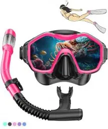 Produktbild: iParaAiluRy Schnorchelset Erwachsene Taucherbrille Erwachsene mit Anti-Fog Weitwinkelsichtmaske, Taucherbrille mit Schnorchel Schnorchelmaske Erwachsene für Schnorcheln Schwimmen und Tauchen