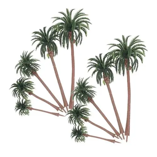Produktbild: Ipetboom 10 Stück Mini Kokosnussbaum Modelle Realistische Plastik für Mikrolandschaften Sandtisch Dekoration DIY Gartenprojekte Grün