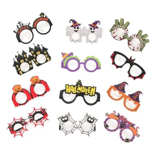 Produktbild: Ipetboom 12 Stück Teiliges Halloween Partybrillen Lustige Kostüm Accessoires für Erwachsene Kreative Dekoration für Halloween Festivals und Feiern Leichte und Langlebige Brillen