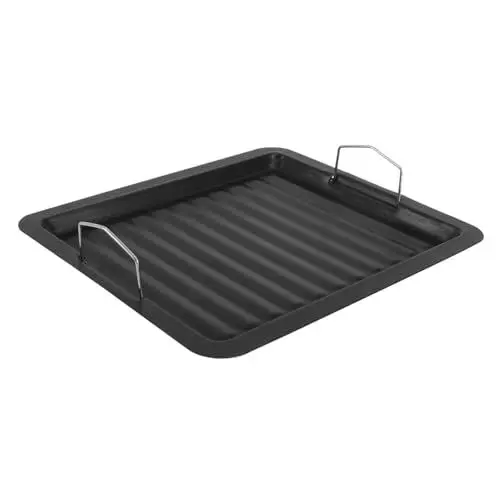 Produktbild: Ipetboom 1 Stück Grillpfanne aus Antihaftbeschichtet für Outdoor Barbecue Strapazierfähig mit Wissenschaftlichem Streifendesign für Optimales Ölablaufen Rostfrei und Hitzebeständig