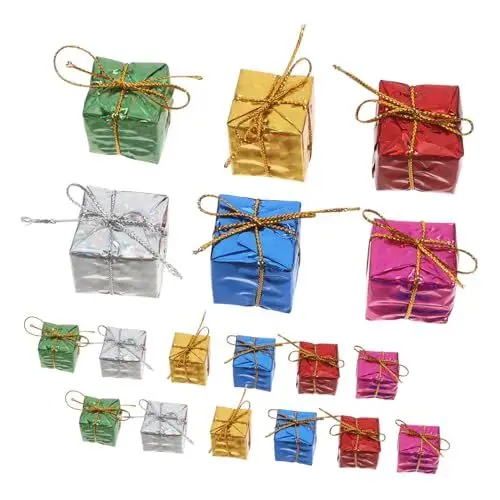 Produktbild: Ipetboom 24 Stück Weihnachtsschmuck Set mit Kleinen Geschenkboxen Hängende Dekorationen für Weihnachtsbaum Farbenfroh und Lebensecht Farbe