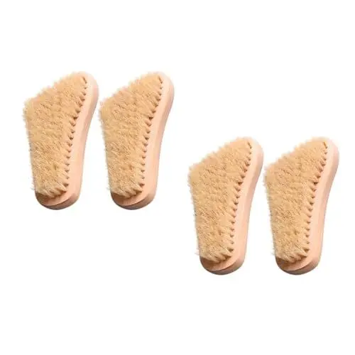 Produktbild: Ipetboom 2 Sätze Bbrush Bürstchen Schuhbürste Wischschuhe Schuhpflege Silberner Nagellack Schaber Stiefel Silberpolitur Schuh Zum Polieren Borstenhaarbürste Für Leder Hölzern 2 Stück * 2