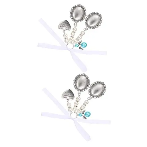 Produktbild: Ipetboom 2 Stück DIY Foto Charms Herz Pendants für Hochzeitsstrauß Gedenkfoto Anhänger Kreative DIY Hochzeitsdekoration Personalisierte Schmuckstücke für Unvergessliche
