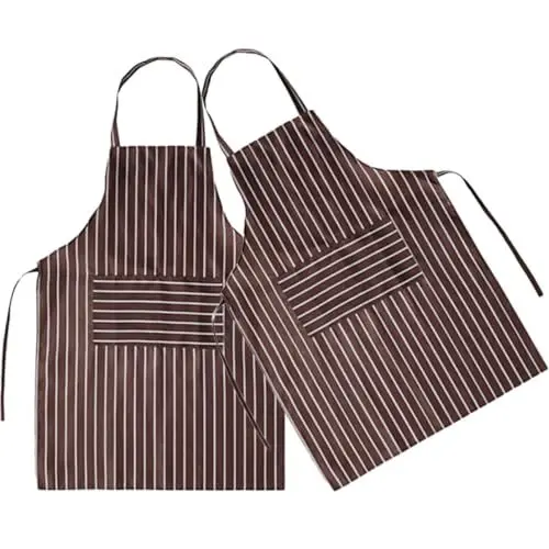 Produktbild: Ipetboom 2 Stück Kochschürzen Teilig Streifen Kochschürze für Männer und Frauen Verstellbare Küchenschürze mit Taschen Robuste Atmungsaktive und Wiederverwendbare Schürzen für Kochen