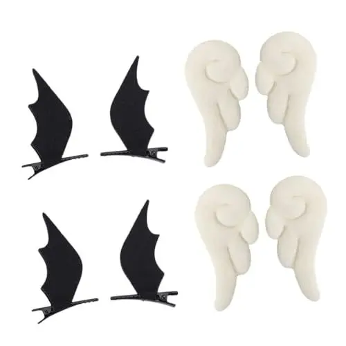 Produktbild: Ipetboom 4 Paare Teufel Flügel Haarspangen für Halloween Party Einzigartiges Haarschmuck mit Lustigem Design für Festivals Strapazierfähiges Material für Langanhaltenden Spaß