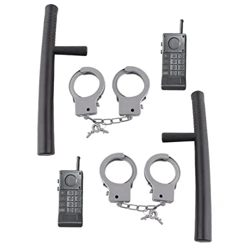 Produktbild: Ipetboom 4 Sätze Halloween-Handschellen Polizisten Halloweenkostüm gefälschte Halloween-Ketten Plastik Black