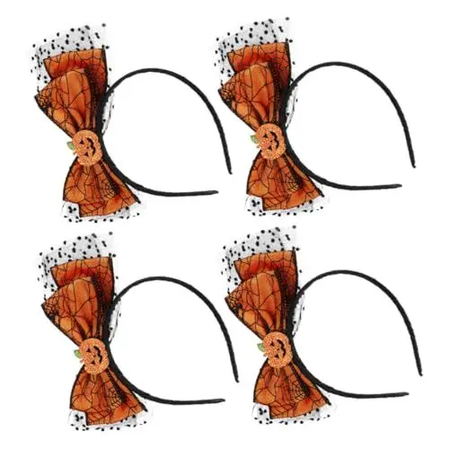 Produktbild: Ipetboom 4stücke Kürbis-haarreif Mit Schleife Für Halloween-partys Stirnbandkostüm Aus Leichtem Material Bequeme Trageeigenschaft Vielseitiges Accessoire Für Erwachsene Und Junge