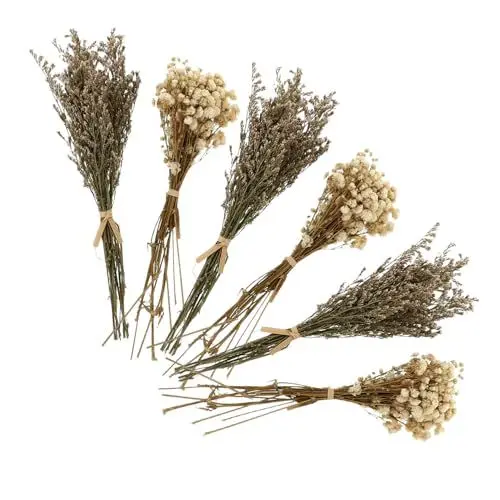 Produktbild: Ipetboom 6 Stück Dried Flower Bouquet Set Teiliges Trockenblumenstrauß Set mit Babysbreath und Liebespflanze für Hochzeits und Wohnraumdekoration Langlebig und Vielseitig Zufällige Farbe