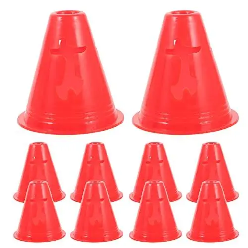 Produktbild: Ipetboom Fußballkegel 10 Stück Sporttraining Beweglichkeit Feldmarkierung Outdoor-Fuß -Trainingshütchen Hindernisse Verkehrstrainingshütchen Für Fuß Basketball Übungen Training Rot