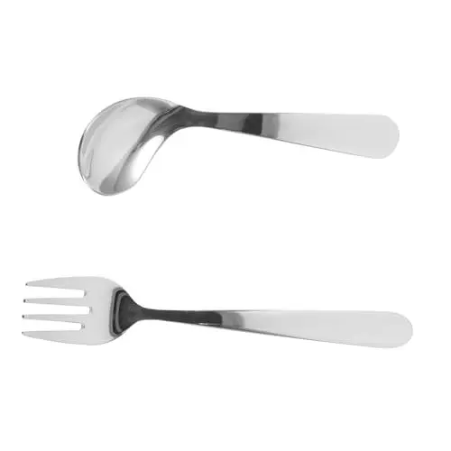 Produktbild: Ipetboom Gewichteter Löffel Für Hand Kleiner Löffel Aus Abgewinkelte Handgabel Ergonomischer Abgewinkeltes Hilfsgeschirr Für Essen