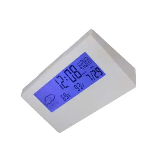Produktbild: Ipetboom LCD Wetteranzeige Tischuhr mit Temperatur und Luftfeuchtigkeitsanzeige Schlummerfunktion Kreative Alarmuhr für Langlebiges Design Weiß