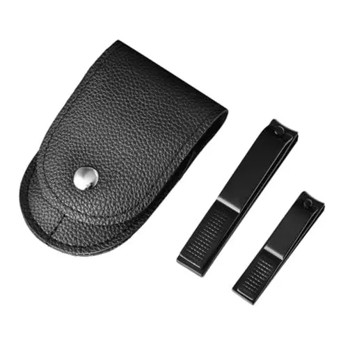 Produktbild: Ipetboom 2stücke Teiliges Nagelknipser-set Aus Edelstahl Für Fingernägel Und Fußnägel Ergonomisch Gestaltet Mit Lederetui Für Präzise Maniküre Und Pediküre Zu Hause Oder Unterwegs