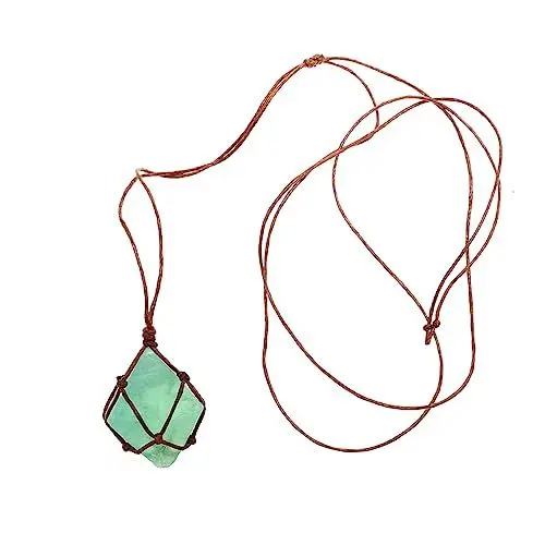 Produktbild: Ipetboom Natürlicher Grünfluorit Anhänger Unregelmäßige Kristallkette Rohstein Schmuck Für Ruhe Und Stärke Als Für Freunde Und Familie