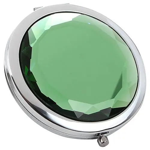 Produktbild: Ipetboom Portable Klappbare Metall Kosmetikspiegel Für Frauen Doppelseitiger Handspiegel Grün Für Reise Und Zuhause Kompakte Für Handtasche
