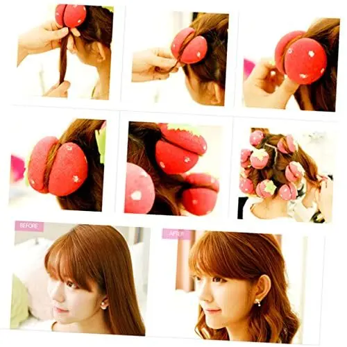 Produktbild: Ipetboom Schaumschwamm 6 Stk Haarcrimper für Frauen Lockenwickler aus Schaumstoff schwämme Lockenstab für Haare Haarstyling-Gerät Schwamm für Lockenwickler Modellieren Erdbeere Damen
