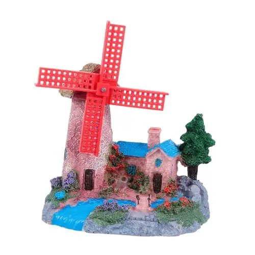 Produktbild: Ipetboom Handgemachte Harz Windmühle Burg Aquarium Ornament Desktop Dekoration Schmuck Garten Jungen Und Mädchen Zimmer Zubehör