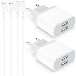 Produktbild: iPhone Ladegerät, 4-Pack Ladekabel 2M und USB Netzteil 10.5W for iPhone 11 Pro Max XR X XS Max 8 7 6 6S SE 5S 5 5C Plus 14 13 12, Charger Kabel Stecker Adapter Ladeadapter 6FT Nisiyama
