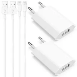 Produktbild: iPhone Ladekabel, 4er-Pack 5W USB A Ladegerät und 2M Ladekabel Kabel for iPhone 8 7 6 6S 5S 14 13 12 11 Pro Max XR X XS SE Plus, USB Netzteil Stecker Adapter Ladegerät Kable Ladeadapter Romalux