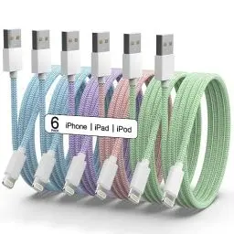 Produktbild: iPhone Ladekabel, (Apple MFi Certified) 6 Stück 1/1/2/2/2/3M buntes abgestuftes USB-A zu Lightning Kabel, haltbares Nylon geflochtenes, Datenkabel für iPhone 14/13/12/11/XR mehr-Nette Farben