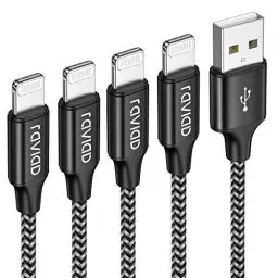 Produktbild: iPhone Ladekabel, Lightning Kabel (4Pack 0.3M+1M+2M+3M) iPhone Kabel Nylon USB Ladekabel für iPhone 14/13/13Pro Max/12/12Pro Max/11/11 Pro/XS/XS Max/XR/X/8/8 Plus/7/7 Plus/6s/6/5s/SE 2020 - Schwarz