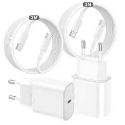Produktbild: iPhone 16 15 USB C Schnellladegerät 20W Ladegerät 2Pack,2M USB C auf C Schnellladekabel für iPhone 16 15/15 Pro Max/15 Plus, iPad/Air,MacBook Pro/Air,Samsung Galaxy,Netzteil Stecker