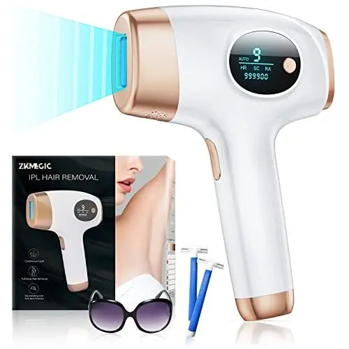 Produktbild: Dorzu ZKMAGIC Laser Haarentfernung mit 9 Energiestufen und 3 Funktionen HR/SC/RA, 999.900 Lichtimpulse Schmerzfreie Haarentfernung Laser für Frauen, Mäner, Achseln, Beine, Körper
