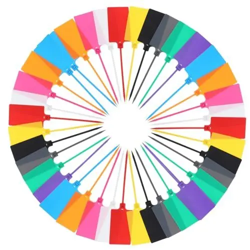 Produktbild: iplusmile 100 Stück Wasserdichte Kunststoff-Versandetiketten Selbstsichernde Taschenanhänger Bunte Etiketten Beschreibbare Hängeetiketten Kabelbinderetiketten Etikett Für Schlüssel Gepäck