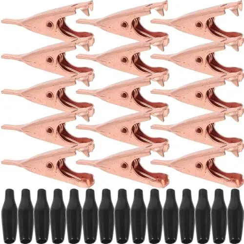 Produktbild: DOITOOL 15st Krokodilklemme Aus Reinem Kupfer Solide Krokodilklemme Alligator-testclip Alligator-testklemme Für Elektrische Tests Eben Elektrische Klemme Welle Und Feder - Stahl