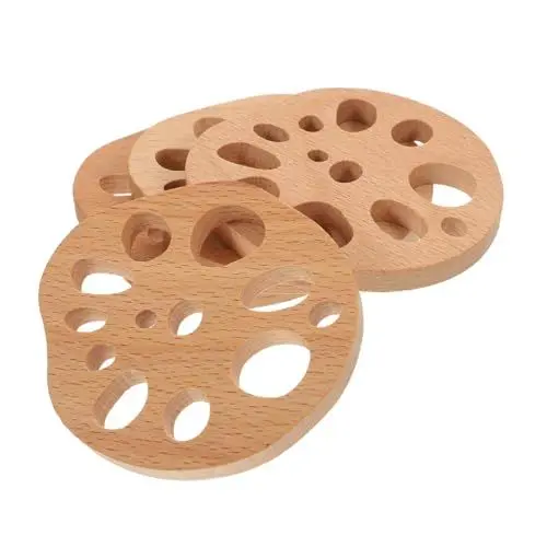 Produktbild: iplusmile 4 Stücke Handgemachte Holz Tasse Matte Lotus Wurzel Design Isolierte Untersetzer für Kaffee Tisch