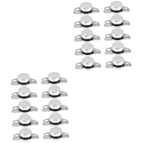 Produktbild: iplusmile 20 Stk Thermische Kontrolle Normalerweise Offen Thermisch Für Haushaltsgeräte Thermostat Temperaturkontrollschalter Einstellbare Thermische Die Thermische Schnappscheibe Aluminium