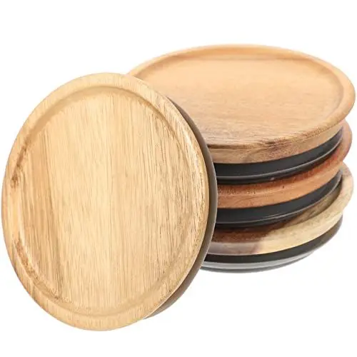 Produktbild: iplusmile Einweckglas 4er-pack Einmachglasdeckel Aus Holz Mit Breiter Öffnung Für Kugel-/einmachgläser Wiederverwendbare Einmachglasdeckel Aus Akazienholz Mit Luftdichter Silikondichtung Für Die