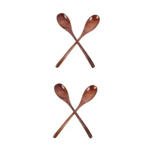 Produktbild: iplusmile 4 Stück Salatrührgabel aus Holz Servierlöffel Holzlöffelset Multifunktionale Holzlöffel Nachhaltige Küchenlöffel küchenutensilien langer Holzlöffel Honiglöffel Suppenlöffel Brown