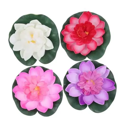 Produktbild: iplusmile 4 Stück Teich Simuliertes Lotusblatt Künstliche Wasserpflanze Lotusblumen Künstliche Schwimmpflanzen Aquarium Schwimmende Dekorationen Dekoration Für Gartenteich Schwimmpflanzen