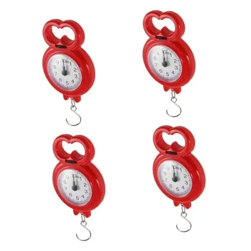 Produktbild: iplusmile 4 Stück Tragbare Handwaage Mini Gepäckwaage Gewichtswaage Für Gepäck Digitale Kranwaage Digitale Fischwaage Kleine Waage Tragbare Waage Gepäckwaage Mini Waage Eisen Rot