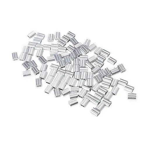 Produktbild: iplusmile Drahtseilklemme Kabelklemme 50 Stück 8-förmige Aluminiumhülsen 10 Stück Edelstahl-kabelcrimps Für Starke Kabelbeschläge