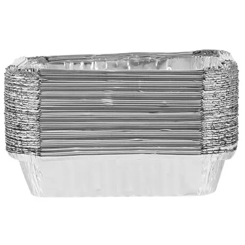 Produktbild: iplusmile 50 Stück Dose aus Aluminiumfolie Backformen aus Folie Grillblech aus Alufolie quadratische Backform Zinn party box partyboxen kuchen Folienboxen dicke Lebensmittelkisten Silver