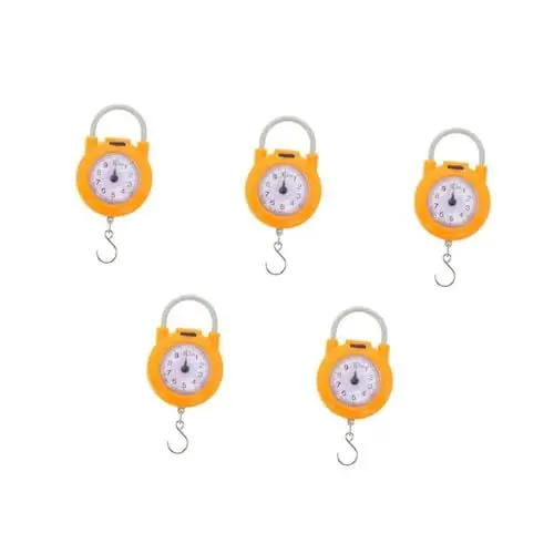 Produktbild: iplusmile 5st Federwaage Tragbare Waage Gepäck Waage Mini-fischwaage Im Frühling Waage Für Gepäck Angelwaagen Gepäckwaagen Hängende Waage Kofferwaage Waage Für Zu Hause Yellow Plastik